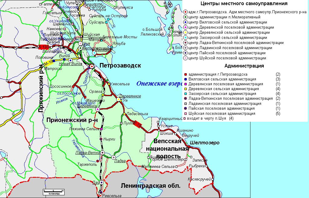 Карта Прионежского района